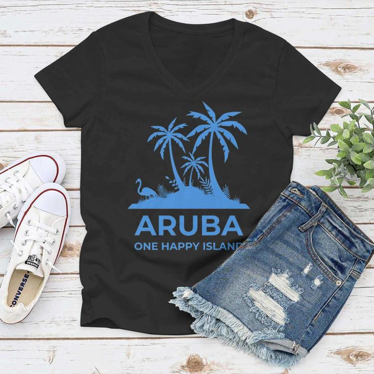 Aruba One Happy Island V2 Women V-Neck T-Shirt