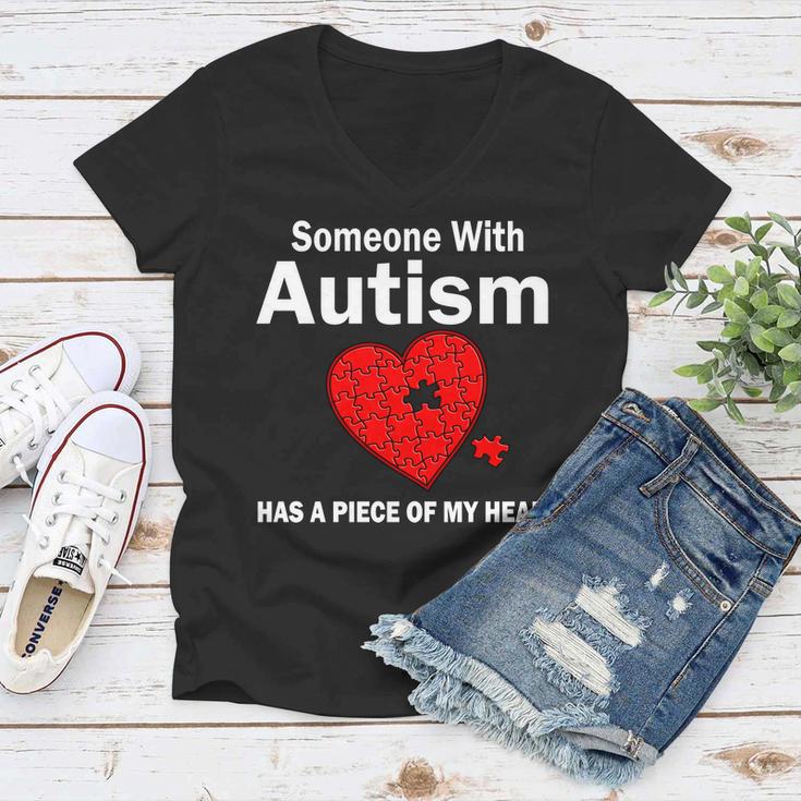 Autism Has A Piece Of My Heart Tshirt Women V-Neck T-Shirt