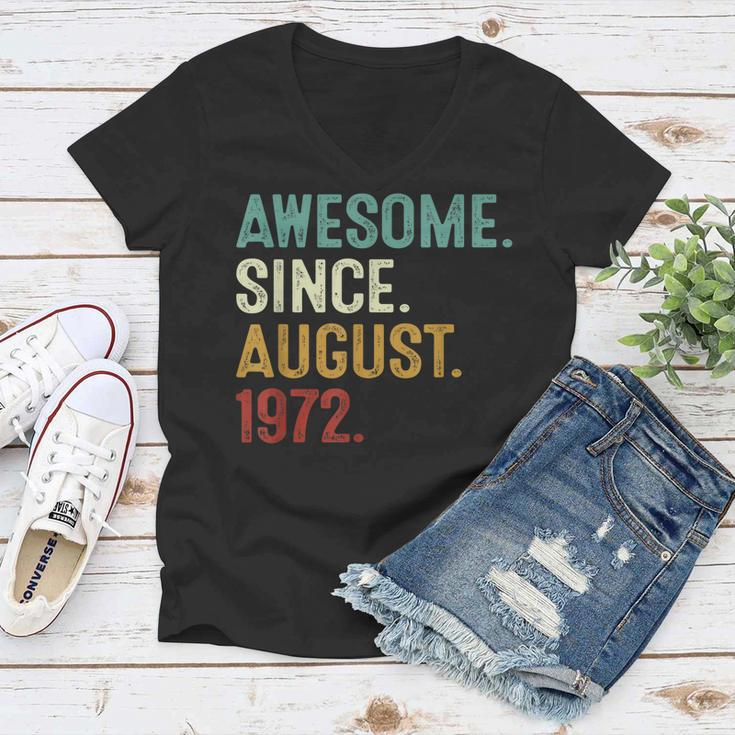Awesome Since August 1972 50 Years Old 50Th Birthday  Women V-Neck T-Shirt
