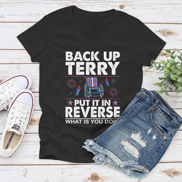 Back Up Terry Put It In Reverse Firework Funny 4Th Of July V2 Women V-Neck T-Shirt