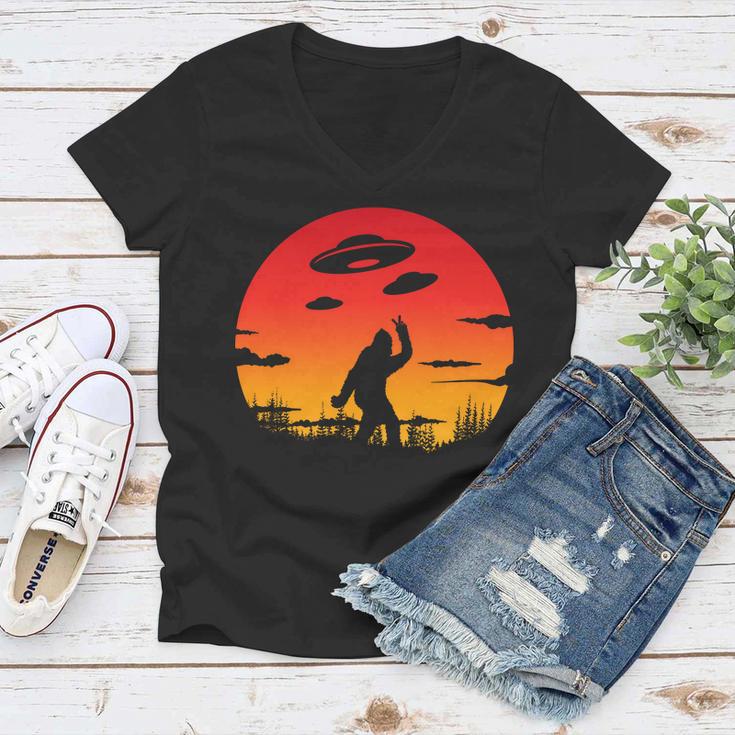 Believe Bigfoot Ufo Tshirt Women V-Neck T-Shirt