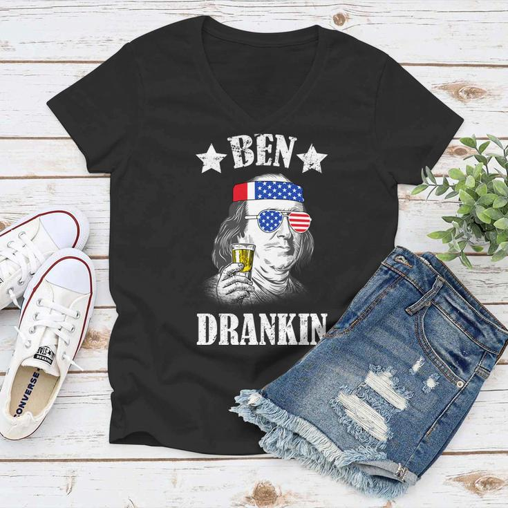 Ben Drankin Usa Patriotic Tshirt Women V-Neck T-Shirt