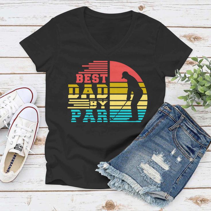 Best Dad By Par Retro Sunset Tshirt Women V-Neck T-Shirt