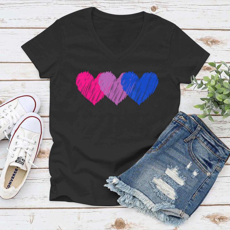 Bisexual Heart Bisexuality Bi Love Flag Lgbtq Pride Women V-Neck T-Shirt