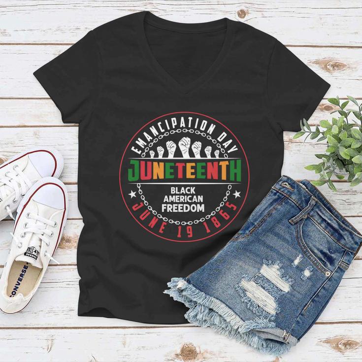 Black American Freedom Juneteenth Graphics Plus Size Shirts For Men Women Family Women V-Neck T-Shirt