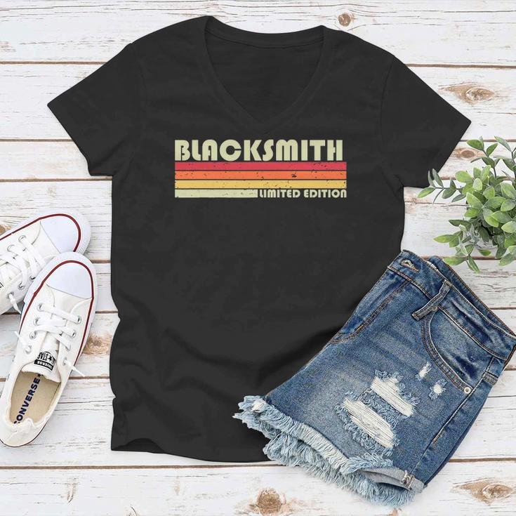 Blacksmith Funny Job Title Profession Birthday Worker Idea Women V-Neck T-Shirt