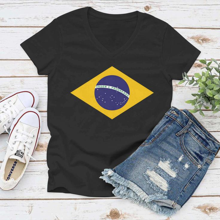 Brazil National Flag Women V-Neck T-Shirt