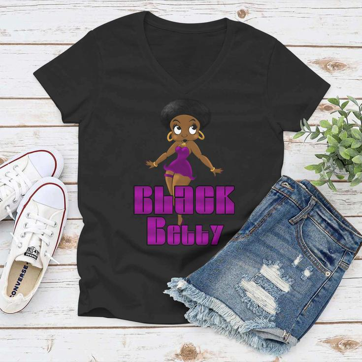 Cartoon Character Black Betty Women V-Neck T-Shirt