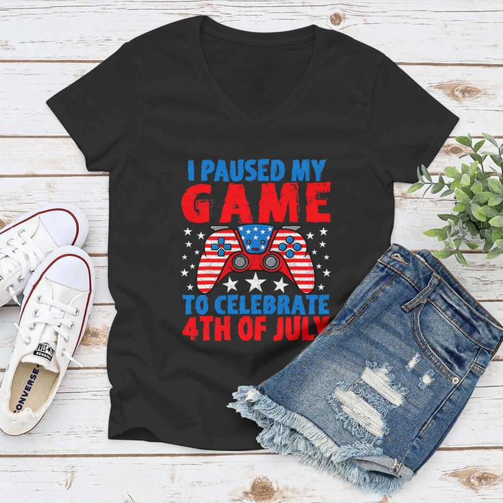 Celebrate 4Th Of July Gamer Funny Fourth Women V-Neck T-Shirt