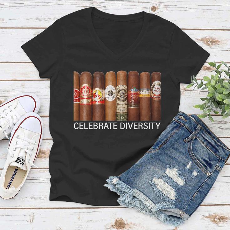 Celebrate Diversity Cigars Women V-Neck T-Shirt