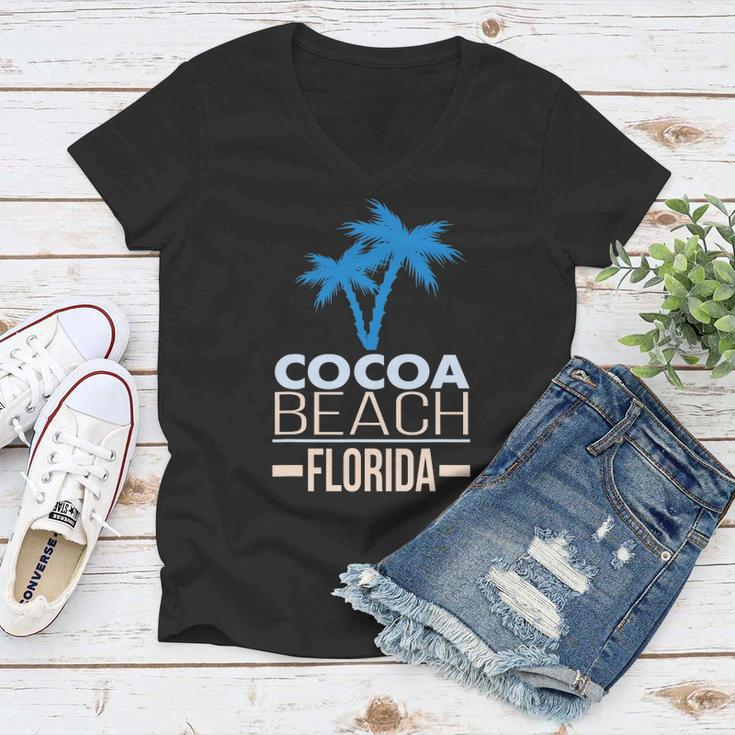 Cocoa Beach Florida Palm Tree Women V-Neck T-Shirt