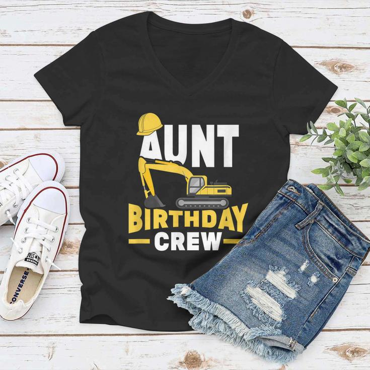 Construction Birthday Party Digger Aunt Birthday Crew Graphic Design Printed Casual Daily Basic Women V-Neck T-Shirt