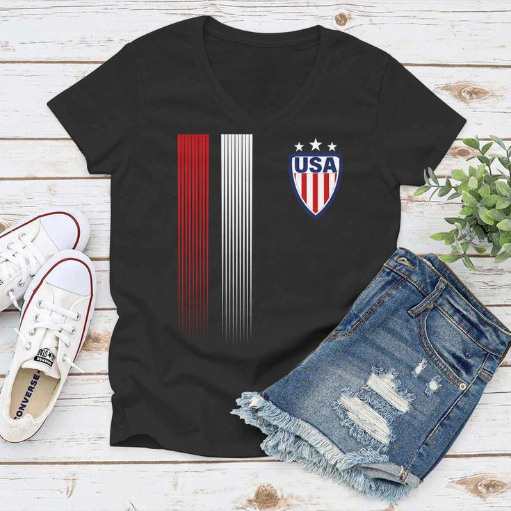 Cool Usa Soccer Jersey Stripes Tshirt Women V-Neck T-Shirt