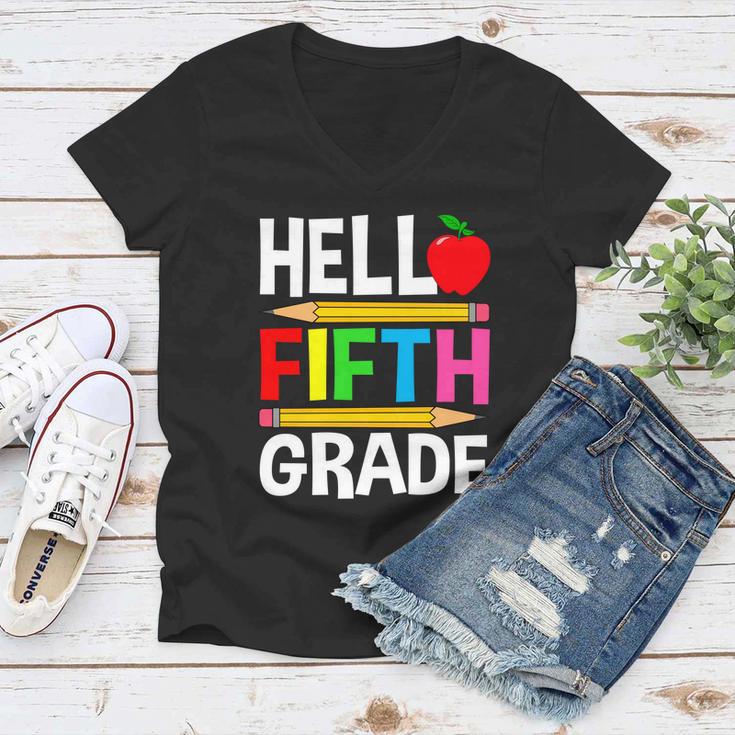 Cute Hello Fifth Grade Outfit Happy Last Day Of School Funny Gift Women V-Neck T-Shirt