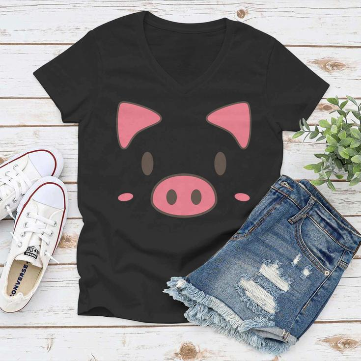 Cute Piggy Face Halloween Costume Women V-Neck T-Shirt