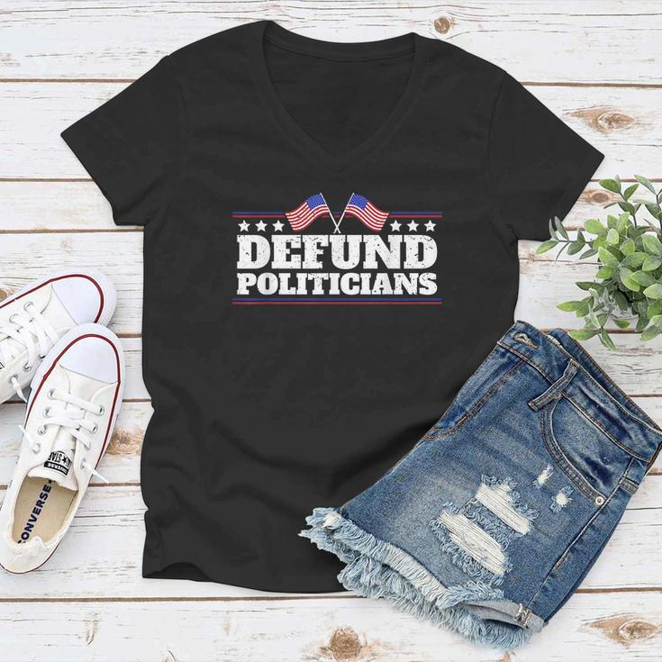 Defund Politicians American Flag Women V-Neck T-Shirt
