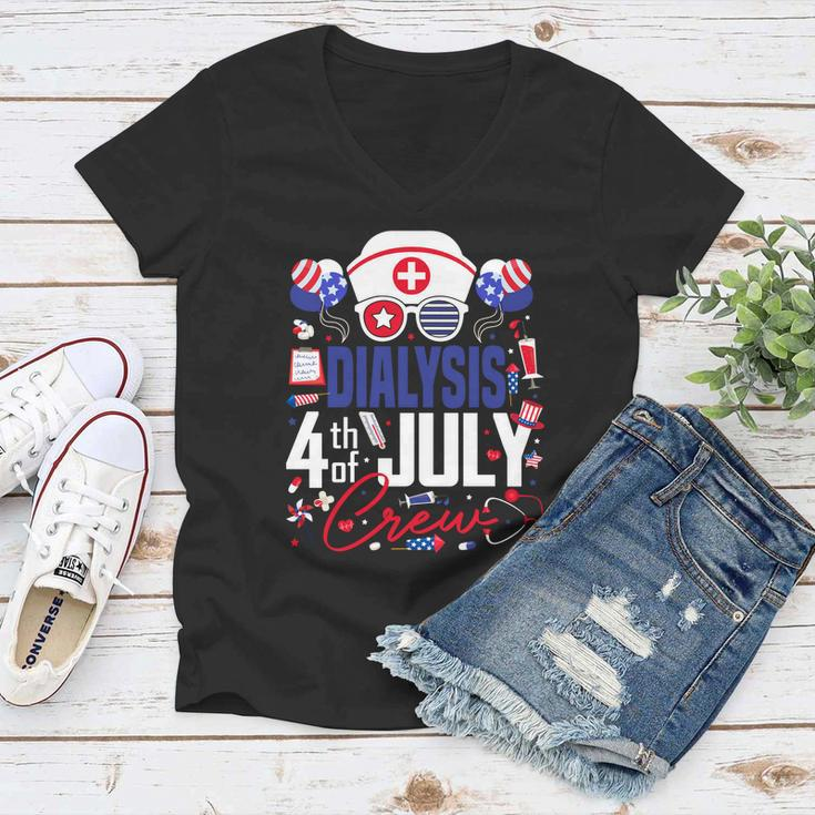 Dialysis Nurse 4Th Of July Crew Independence Day Patriotic Gift Women V-Neck T-Shirt