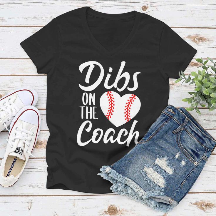 Dibs On The Coach Funny Baseball Heart Cute Mothers Day Tshirt Women V-Neck T-Shirt