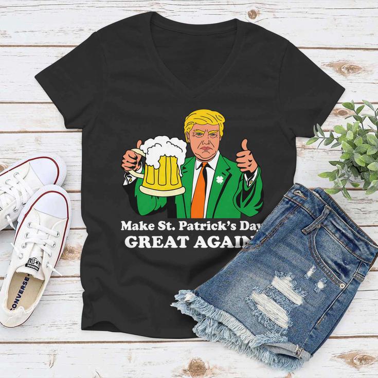 Donald Trump Make St Patricks Day Great Again Beer Drinking Women V-Neck T-Shirt