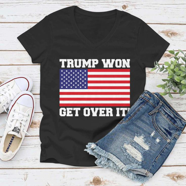 Donald Trump Won Get Over It Usa Flag 45Th President Tshirt Women V-Neck T-Shirt