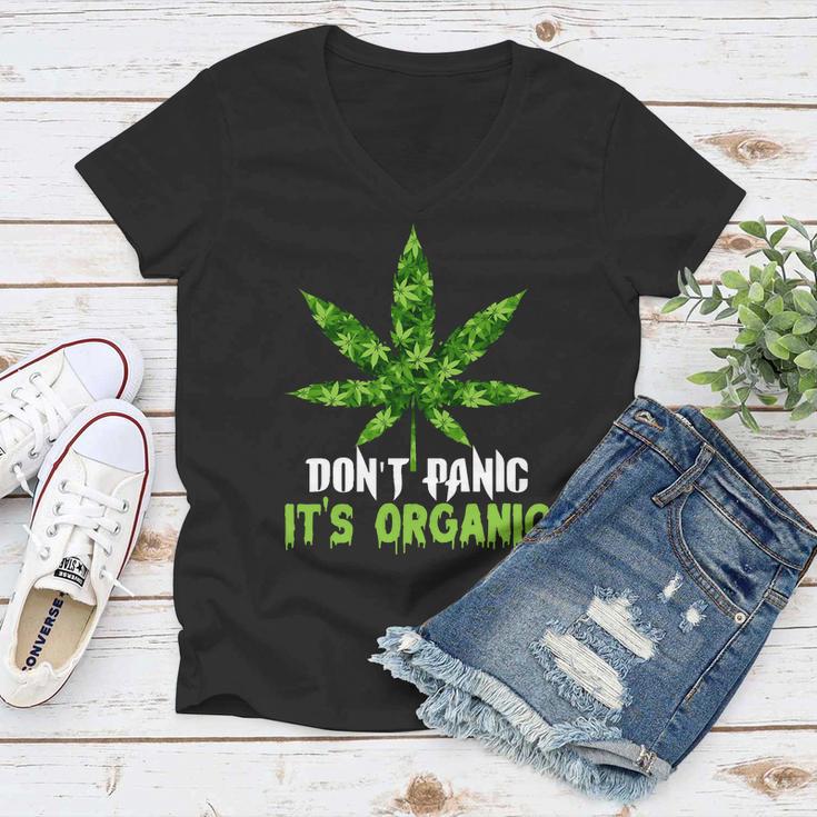 Dont Panic Its Organic Medical Marijuana Tshirt Women V-Neck T-Shirt