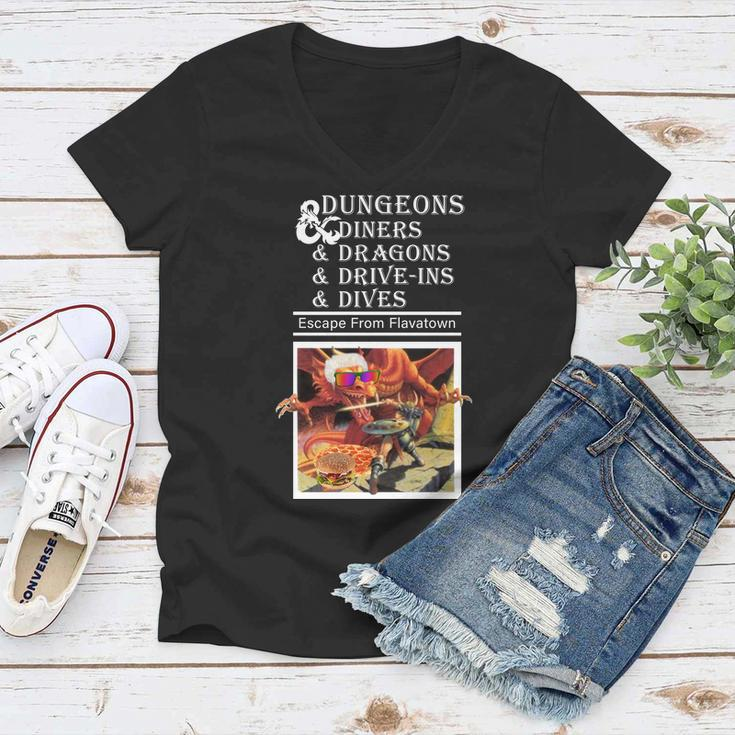 Dungeons & Diners & Dragons & Drive-Ins & Dives Women V-Neck T-Shirt
