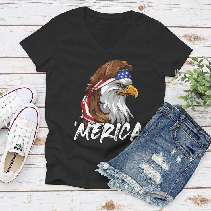 Eagle Mullet Merica 4Th Of July Usa American Flag Patriotic Great Gift Women V-Neck T-Shirt