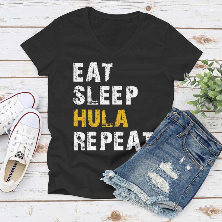 Eat Sleep Hula Hoop Repeat Women V-Neck T-Shirt