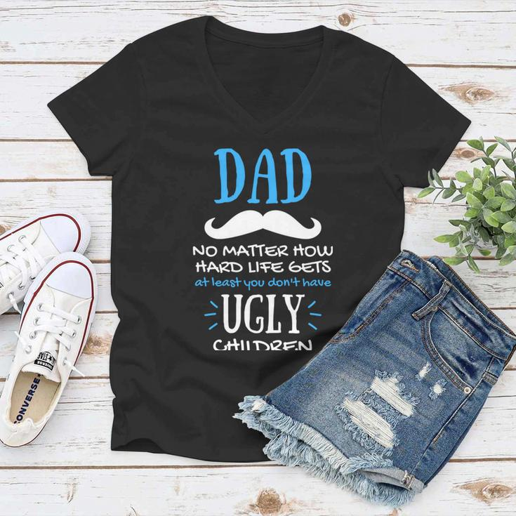 Fathers Day For Father From Daughter Son The Best Father Graphic Design Printed Casual Daily Basic Women V-Neck T-Shirt