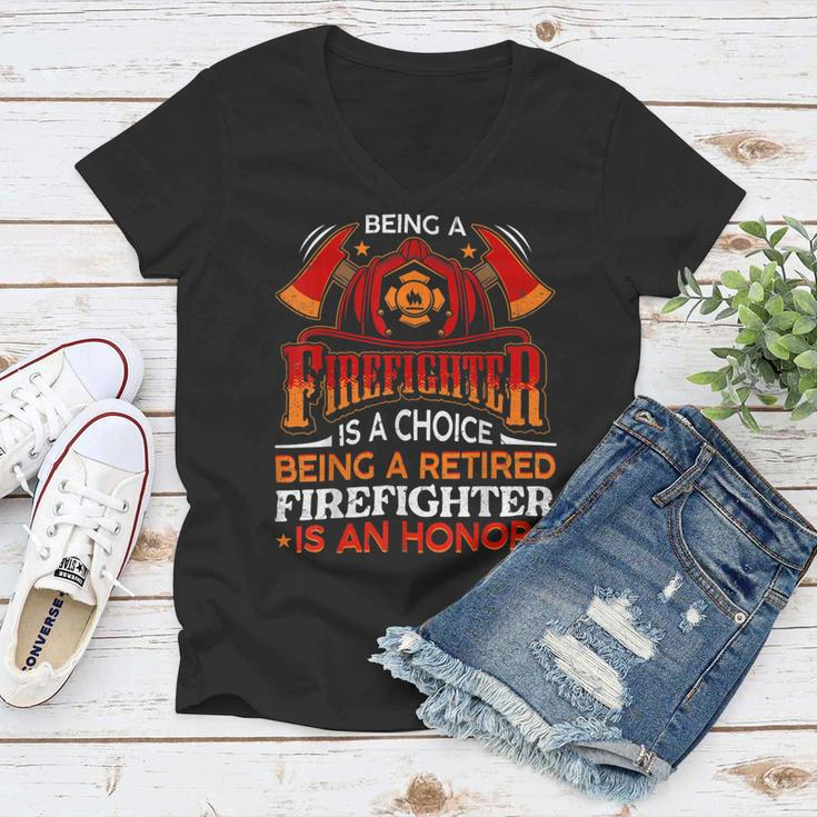 Firefighter Funny Gift Heroic Fireman Gift Idea Retired Firefighter V2 Women V-Neck T-Shirt