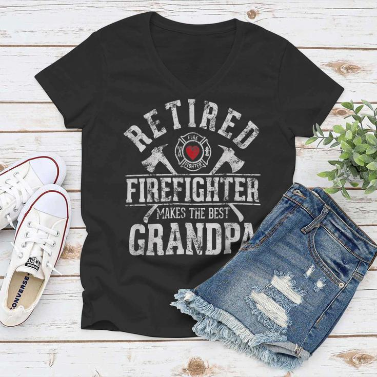 Firefighter Retired Firefighter Makes The Best Grandpa Retirement Gift V2 Women V-Neck T-Shirt