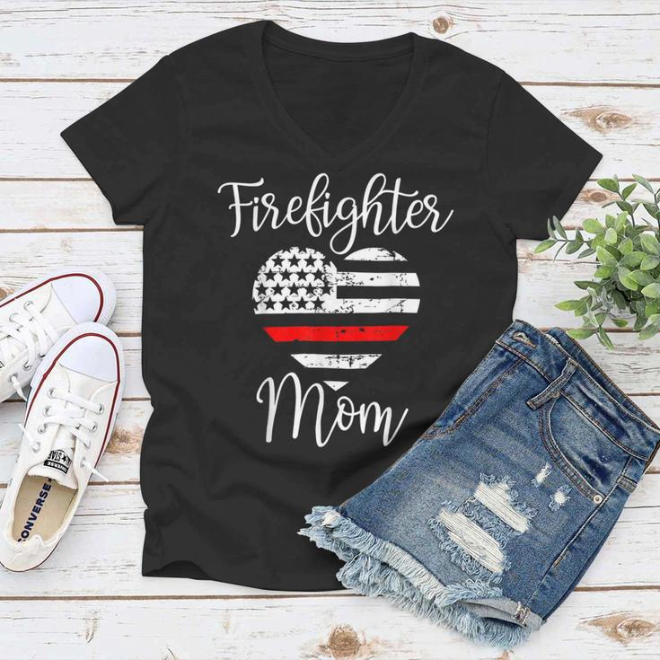Firefighter Thin Red Line Firefighter Mom Gift From Son Fireman Gift Women V-Neck T-Shirt