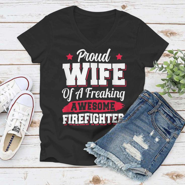 Firefighter Volunteer Fireman Firefighter Wife V3 Women V-Neck T-Shirt