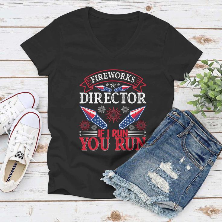 Fireworks Director Run Funny Fourth Of July 4Th Usa Freedom Women V-Neck T-Shirt