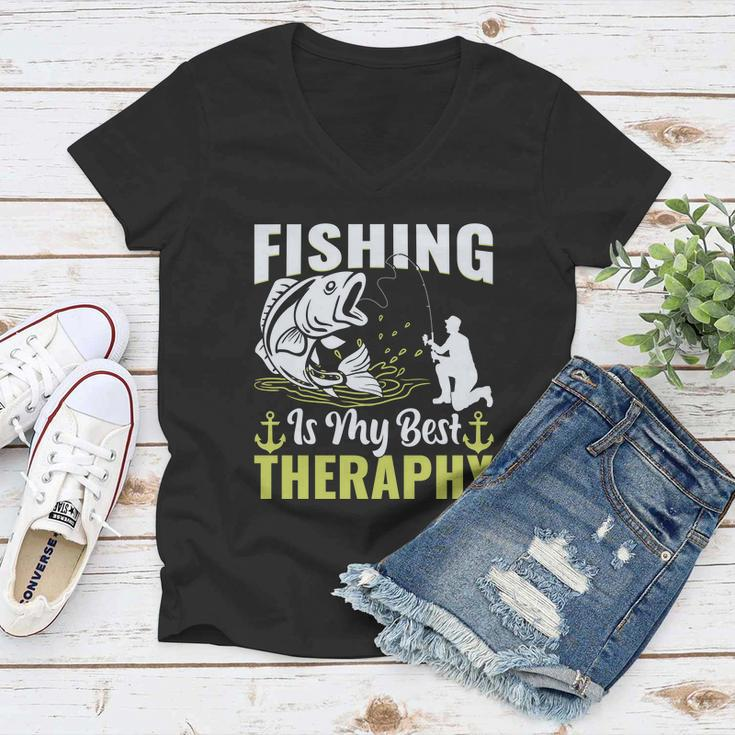 Fishing Is My Best Therapy Women V-Neck T-Shirt