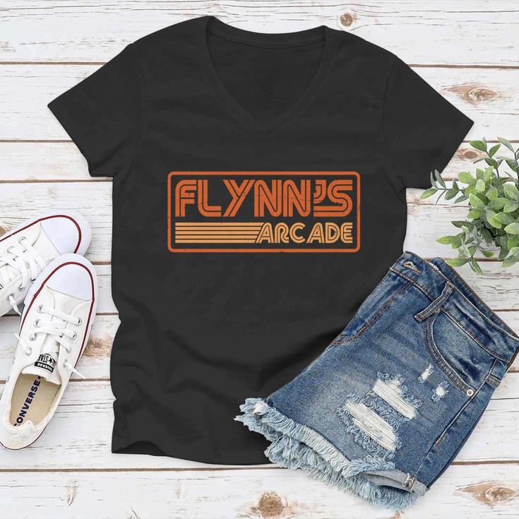 Flynns Arcade Vintage Retro 80S Logo Tshirt Women V-Neck T-Shirt