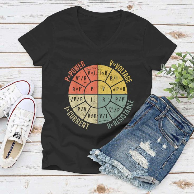 Formula Wheel Electrical Engineering Electricity Ohms Law Women V-Neck T-Shirt