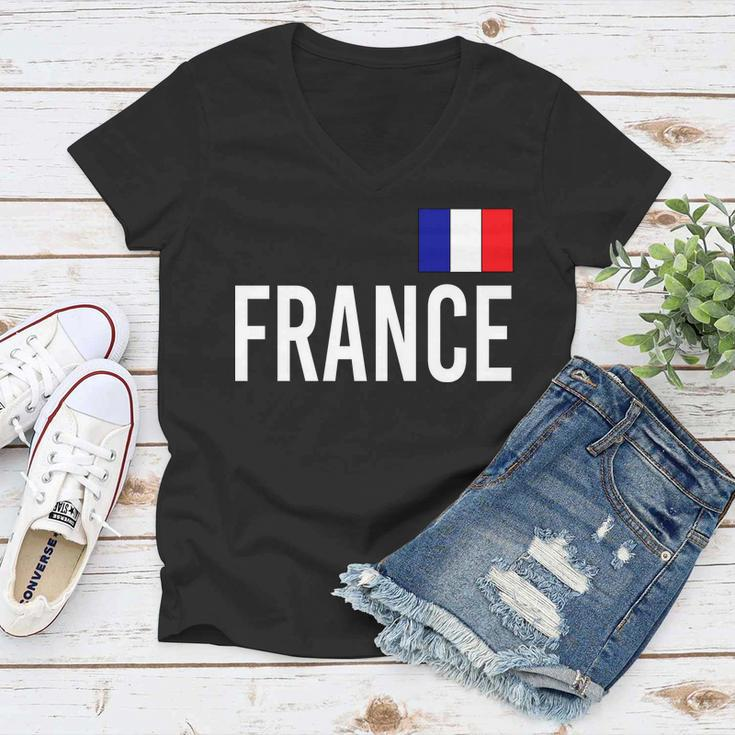 France Team Flag Logo Tshirt Women V-Neck T-Shirt