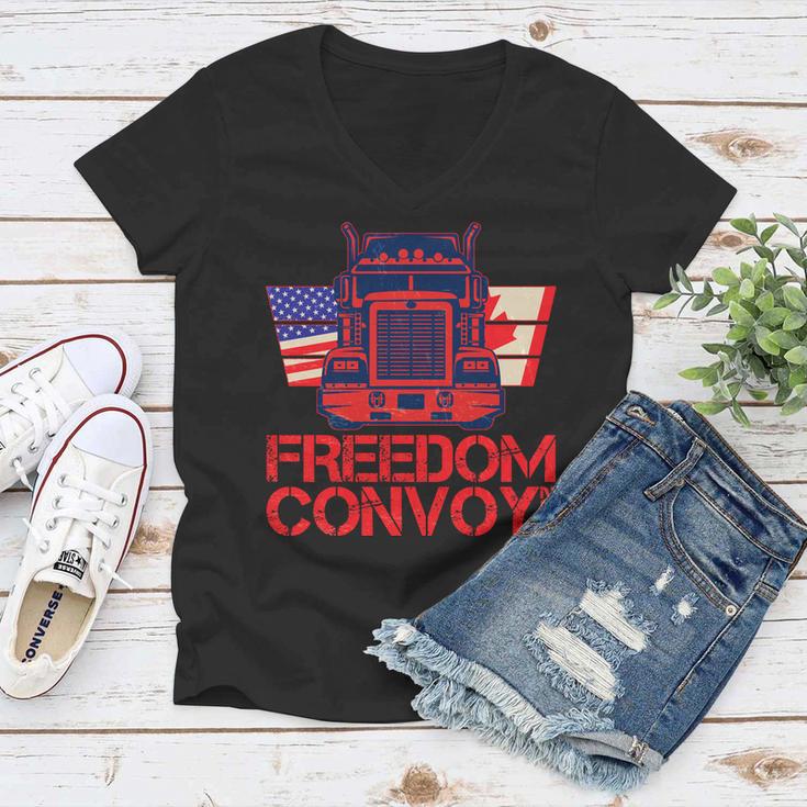 Freedom Convoy 2022 Usa Canada Truckers Tshirt Women V-Neck T-Shirt