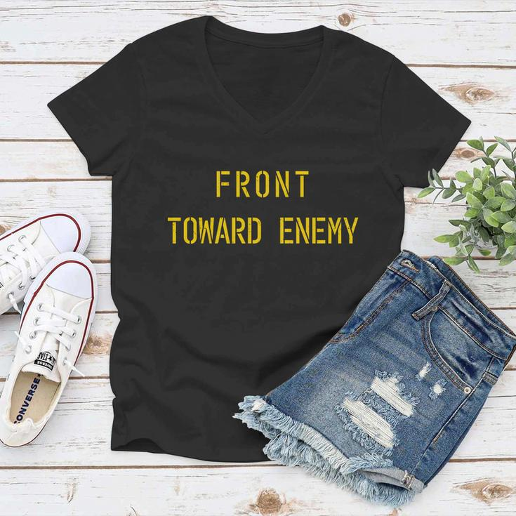 Front Toward Enemy Military Quote Vintage Women V-Neck T-Shirt