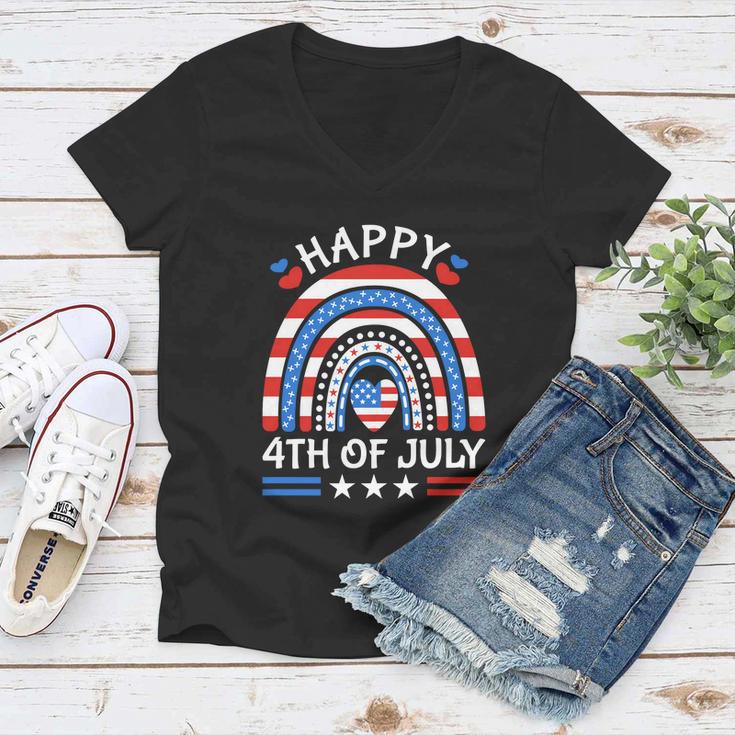 Funny 4Th Of July Cat American Flag V2 Women V-Neck T-Shirt