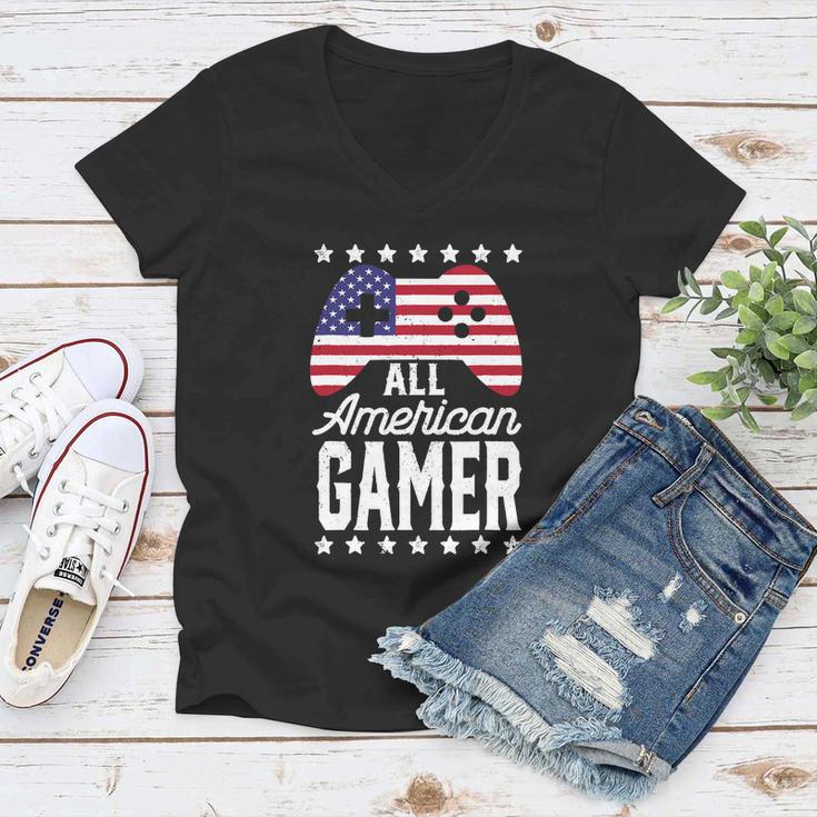 Funny American Gamer 4Th Of July Women V-Neck T-Shirt