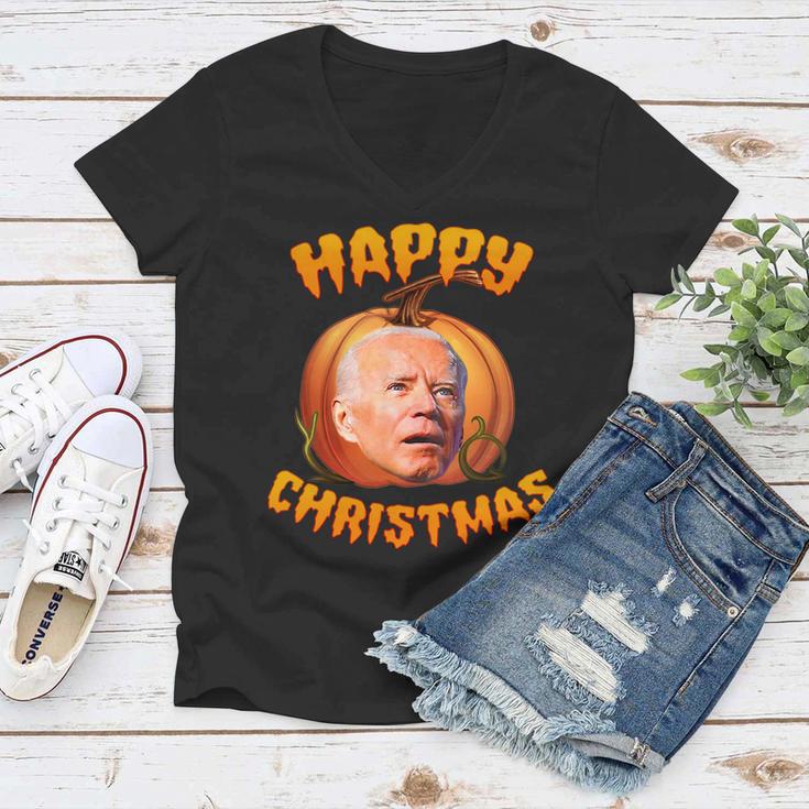 Funny Biden Happy Christmas Halloween Women V-Neck T-Shirt