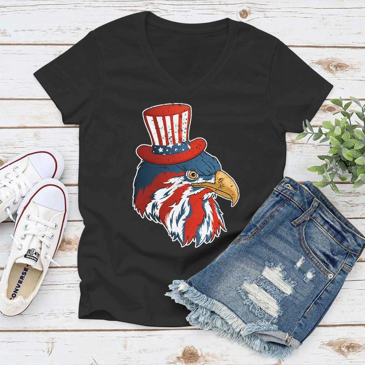 Funny Eagle Mullet 4Th Of July Cute Gift With American Flag Funny Gift Women V-Neck T-Shirt