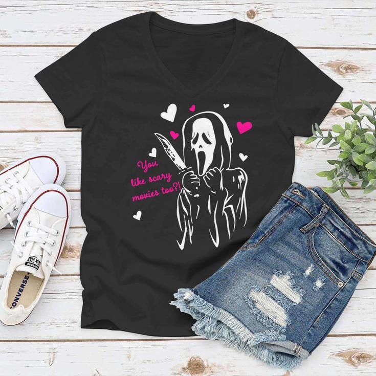 Funny Ghost Face You Like Scary Movies Too Women V-Neck T-Shirt