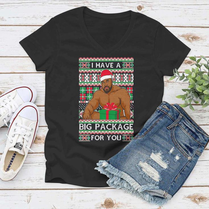 Funny I Have A Big Package For You Ugly Christmas Sweater Tshirt Women V-Neck T-Shirt