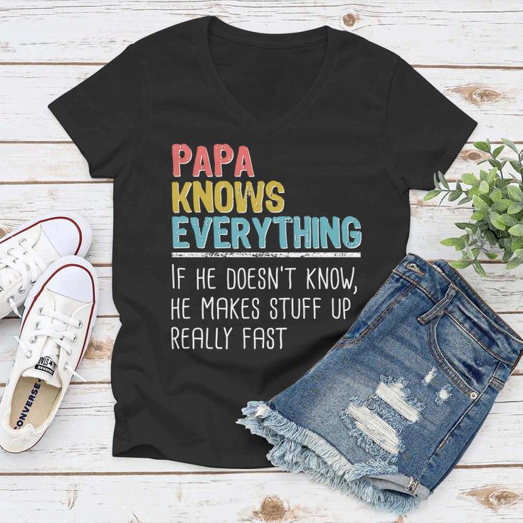 Funny Papa Knows Everything Women V-Neck T-Shirt