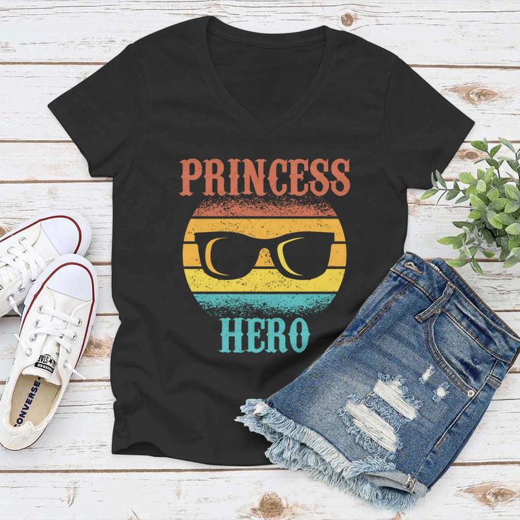 Funny Tee For Fathers Day Princess Hero Of Daughters Great Gift Women V-Neck T-Shirt