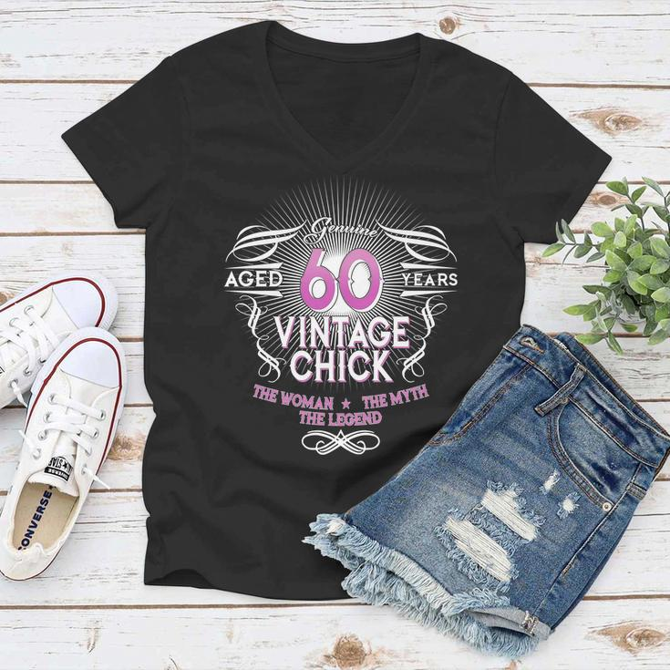 Genuine Aged 60 Years Vintage Chick 60Th Birthday Tshirt Women V-Neck T-Shirt