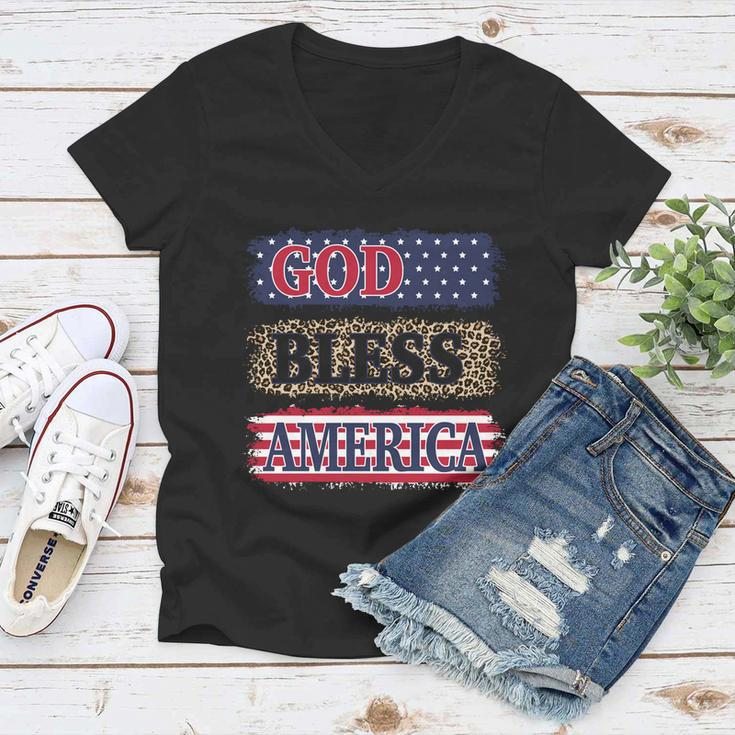 God Bless America Patriotic 4Th Of July Independence Day Gift Women V-Neck T-Shirt